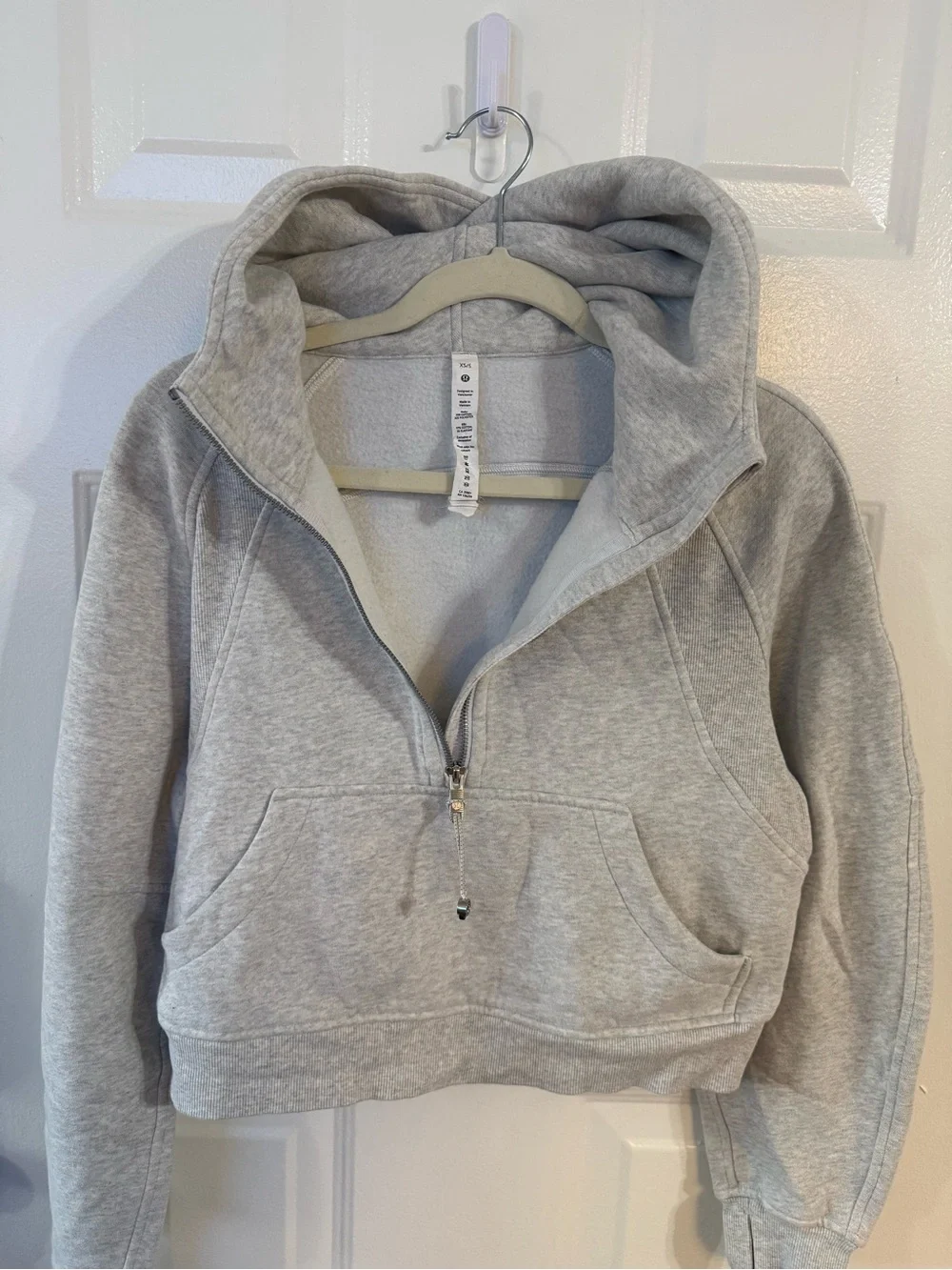lululemon Scuba Gray Half Zip Hooded Pullover Hoodie w/ Pockets Women’s XS/S